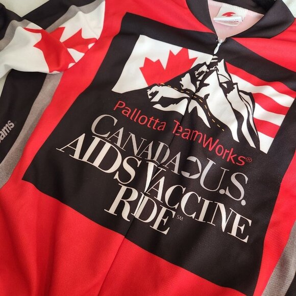 Vintage Mens Canada Us Aids Vaccine Ride Cycle Jersey Size Large 2001 - Picture 10 of 13